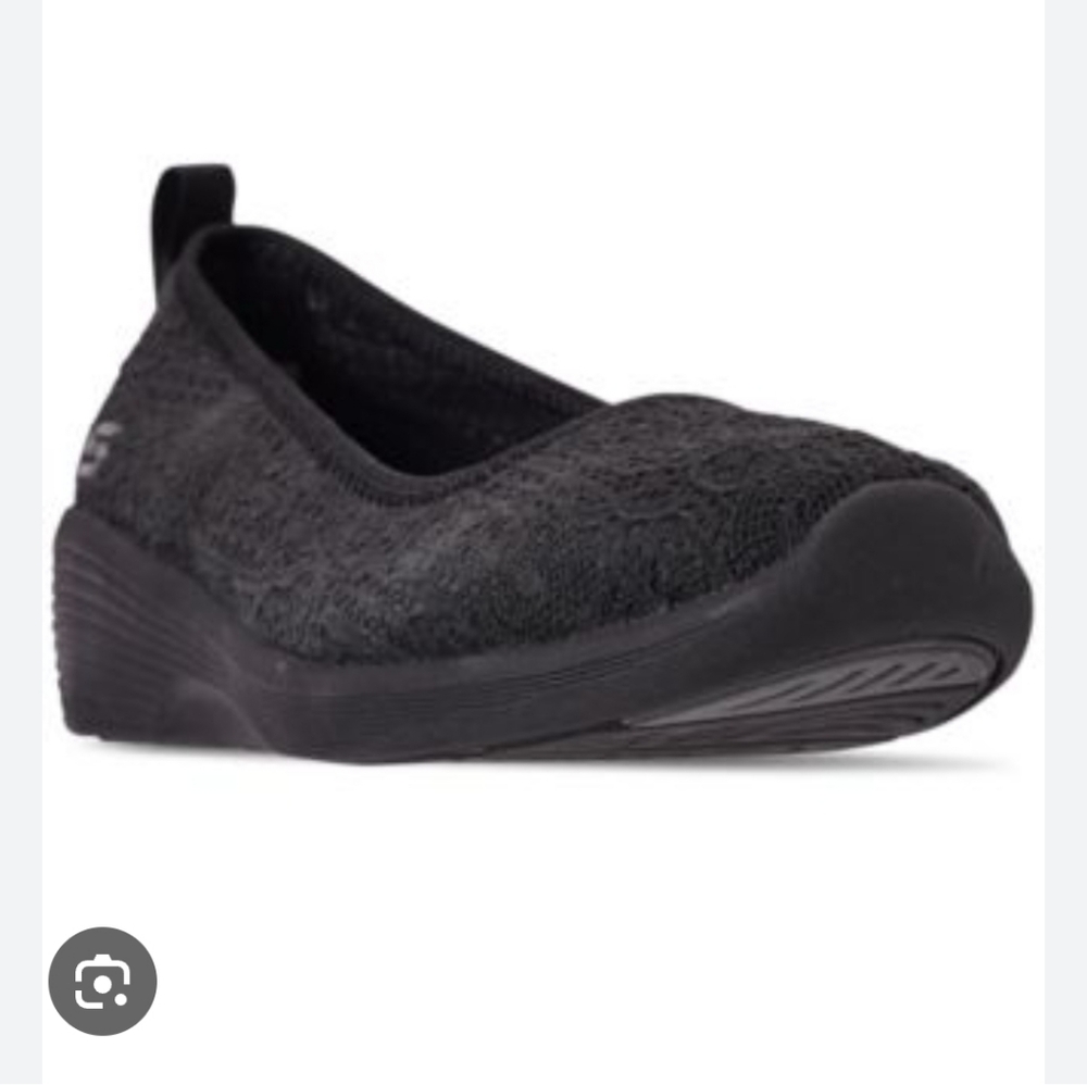 Skechers Arya – Airy Days Black Crochet‑Mesh Wedge Skimmer Sneakers W 8